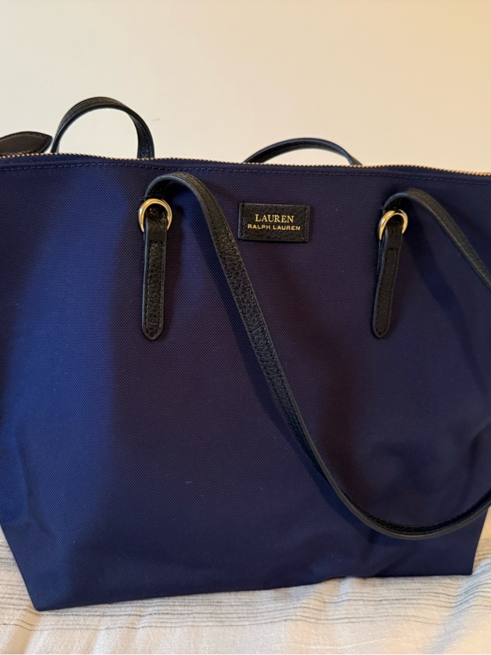 Lauren Ralph Lauren Navy and Black Tote with Gold Hardware